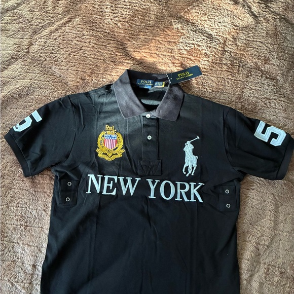 Polo Ralph Lauren ブラックポロシャツ NEW YORK y2k ラルフローレン ポロシャツ ブラック Y2K - メルカリ